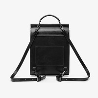 Genuine Leather Backpack British College Style Backpack Black - Thumbnail 1