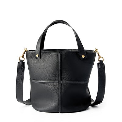 Genuine Leather Tote Bag for Women Top-handle Shoulder Bag Black
