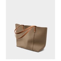 Genuine Leather Women Large Casual Handbag Grey - Thumbnail 1