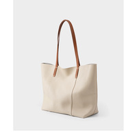 Genuine Leather Women Large Casual Handbag White - Thumbnail 2