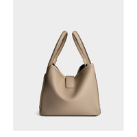 Genuine Leather Women Large Capacity Top-handle Hobo Bag Grey - Thumbnail 2