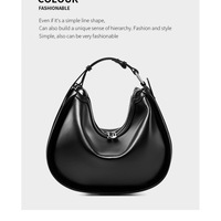 Genuine Leather Fashion Women's Handbag Black - Thumbnail 1