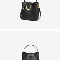 Genuine Leather Women Satchel Bags Handle Shoulder Handbags Black - Thumbnail 1