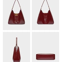 Genuine Leather Handbags for Women Satchel Top Handle Bags Red - Thumbnail 1