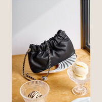 Genuine Soft Leather Hobo Handbags Black - Thumbnail 1