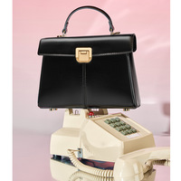 Genuine Leather Women Tote Bag Black - Thumbnail 1