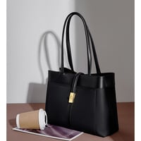 Genuine Leather Women Tote Bags Black - Thumbnail 4