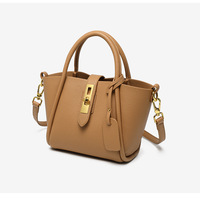 Genuine Leather Women's Top-handle Bags Brown - Thumbnail 2