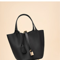 Hobo Bag for Women, Leather Tote Bag, Shoulder Purse Handbag Black - Thumbnail 1