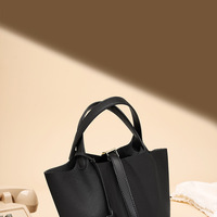 Hobo Bag for Women, Leather Tote Bag, Shoulder Purse Handbag Black - Thumbnail 2