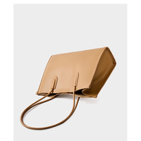 Genuine Leather Women's Shoulder Handbags Bronze - Thumbnail 2