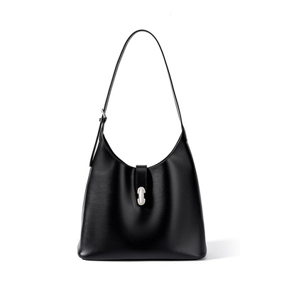 Genuine leather hobo bags for women shoulder purses and handbags black - Thumbnail 1