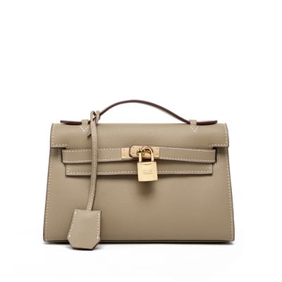 Genuine leather womens handbags top-handle totes satchel shoulder bag grey - Thumbnail 3