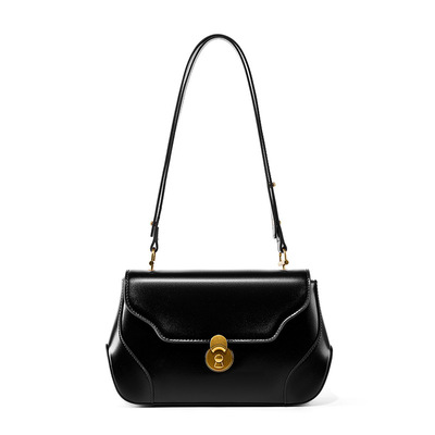 Genuine leather womens fashion shoulder bags black - Thumbnail 2