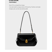 Genuine Leather Womens Fashion Shoulder Bags Black - Thumbnail 1