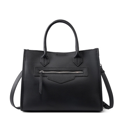 Genuine Leather Women Crossbody Satchel Handbag Black