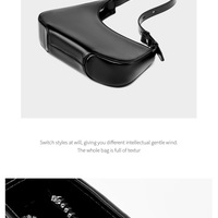 Genuine Leather Women Small Shoulder Purse Handbag Black - Thumbnail 3