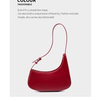 Genuine Leather Women Small Shoulder Purse Handbag Red - Thumbnail 1