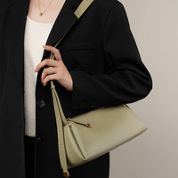 Genuine Leather Women Small Shoulder Purse Handbag Green - Thumbnail 1