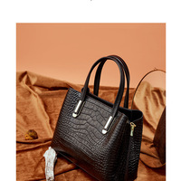 Genuine Leather Women Shoulder Handbags Tote Bag Black - Thumbnail 2