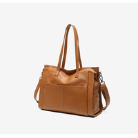 Genuine Leather Women Trendy Hobo Bag Shoulder Handbag Brown - Thumbnail 1