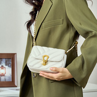 Women Small Genuine Leather Shoulder Handbag White - Thumbnail 1