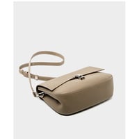 Genuine Leather Women Square Crossbody Shoulder Purse Flap Satchel Handbag Grey - Thumbnail 3