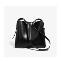 Genuine Leather Women's Satchel Bag Classic Top Handle Purses Fashion Crossbody Handbags Black - Thumbnail 1