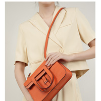 Womens Genuine Leather Casual Handbags Orange - Thumbnail 3