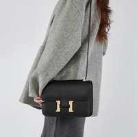 Women Genuine Leather Crossbody Bag Luxury Handbag Black - Thumbnail 2