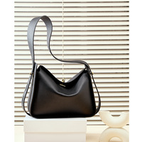 Women Genuine Leather Shoulder Bag College Tote Hobo Bags Black - Thumbnail 1