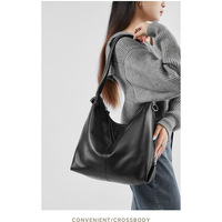 Women Genuine Leather Canvas Handbags Shoulder Bags Black - Thumbnail 2