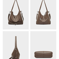 Women Genuine Leather Canvas Handbags Shoulder Bags Brown - Thumbnail 1