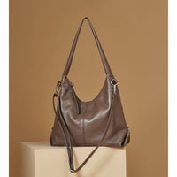 Women Genuine Leather Canvas Handbags Shoulder Bags Brown - Thumbnail 2