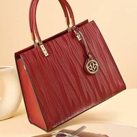 Genuine Leather Women's Tote Shoulder Bag Red - Thumbnail 3