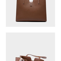 Women Genuine Leather Handbag Medium Top Handle Satchel Shoulder Bag Brown - Thumbnail 1