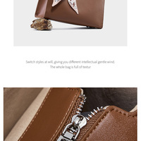 Women Genuine Leather Handbag Medium Top Handle Satchel Shoulder Bag Brown - Thumbnail 2