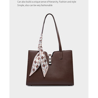 Women Genuine Leather Handbag Medium Top Handle Satchel Shoulder Bag Brown - Thumbnail 1