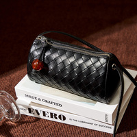 Genuine Leather Women Pillow Bag Black - Thumbnail 1