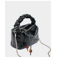 Ladies Genuine Leather Handbags Tote Shoulder Bag Black - Thumbnail 3