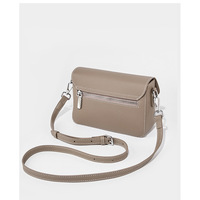 Genuine Leather Women's Small Classy Crossbody Purse Top Handle Handbags Grey - Thumbnail 2