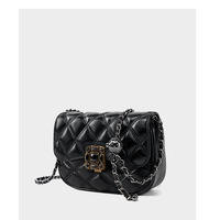 Women Genuine Leather Small Classy Crossbody Purse Top Handle Handbags Black - Thumbnail 1