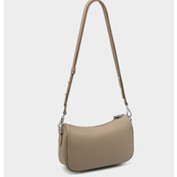 Genuine Leather Women Swinger Fashion Shoulder Cross Bag Grey - Thumbnail 2