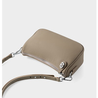 Genuine Leather Women Swinger Fashion Shoulder Cross Bag Grey - Thumbnail 4