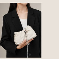 Genuine Leather Tote Ladies Crossbody Bag White - Thumbnail 3