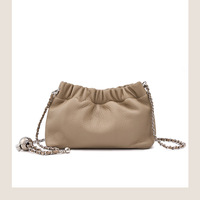 Genuine Leather Tote Ladies Crossbody Bag Grey - Thumbnail 1