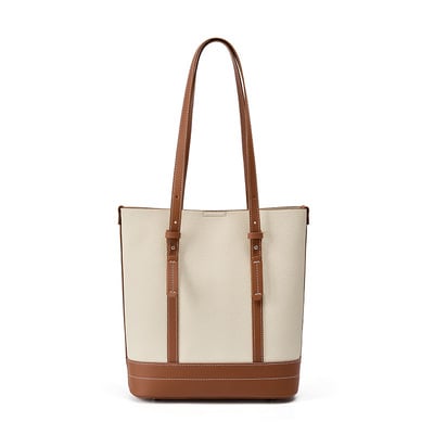 Genuine leather women tote bag and shoulder bag white - Thumbnail 1