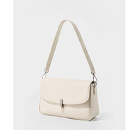 Ladies' Cowhide Shoulder Bag Tote Handbag White - Thumbnail 2