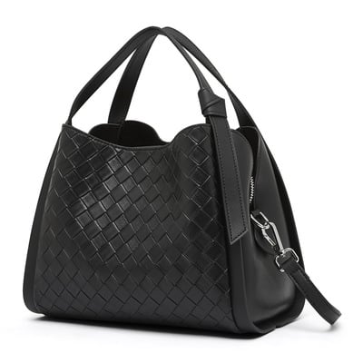 Female Cowhide Casual Crossbody Bag Black