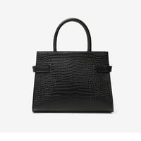 Large Capacity Genuine Leather Wedding Bag Mother's Handbag Black - Thumbnail 3